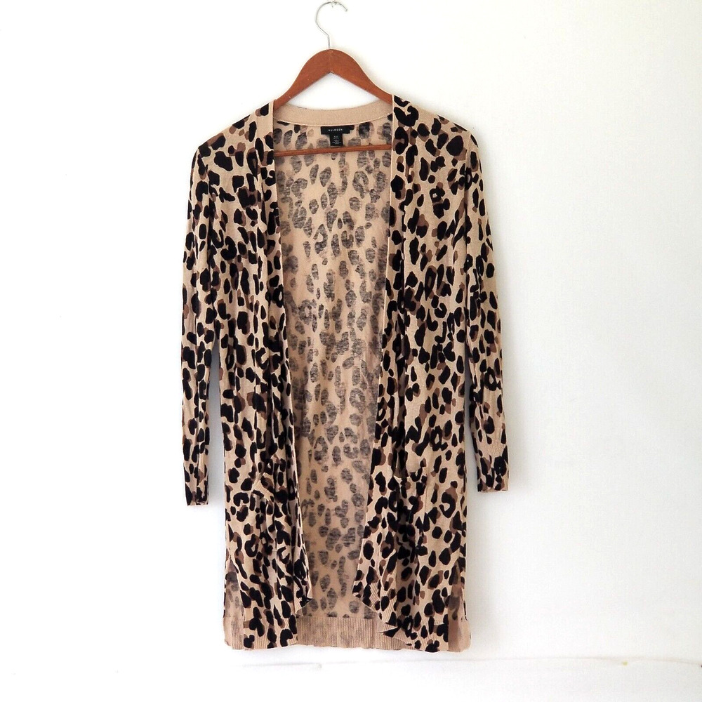 Halogen Brown open front Leopard Print cardigan - Size XXS